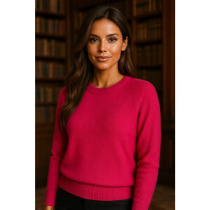 Old Navy Crewneck Wool Sweater XS Fuchsia Pink Cozy Buttery Soft Winter Classic